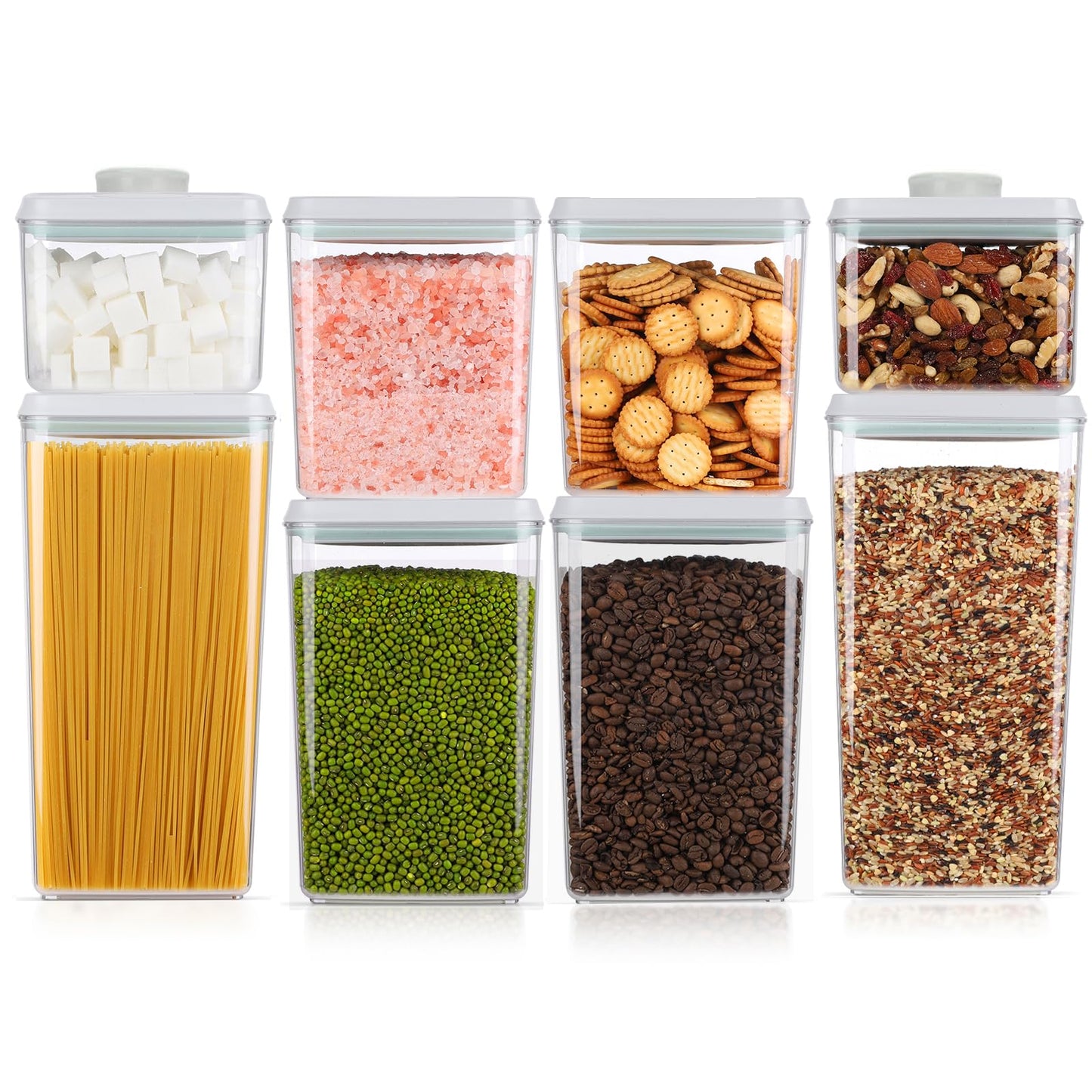 Melovom Pop Food Storage Containers Airtight Food Storage Containers Set with Lids Kitchen Pantry Organization and Storage, Stackable, BPA Free, 3 x 1.2Qt