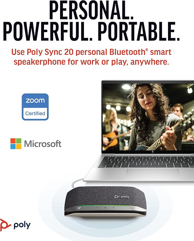 Poly Sync 20 USB-A Personal Portable Smart Speakerphone
