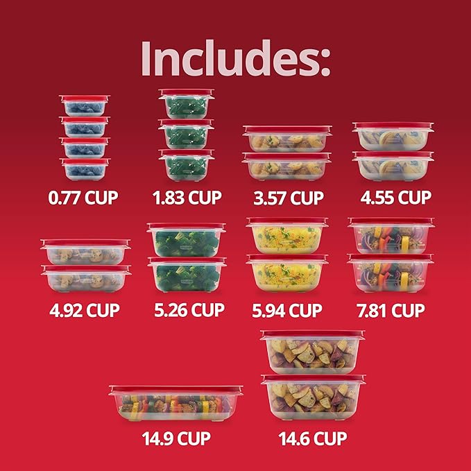 Rubbermaid EasyStore Containers, 44-Piece Set, Food Storage Containers with Lids