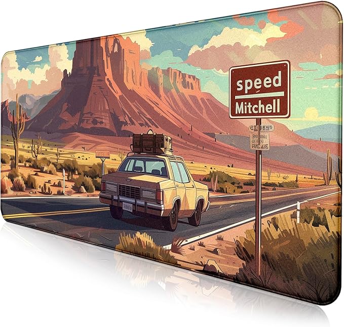 Digital Oil Painting Grassland Road Mouse Pad, Natural Mountain Scenery Game