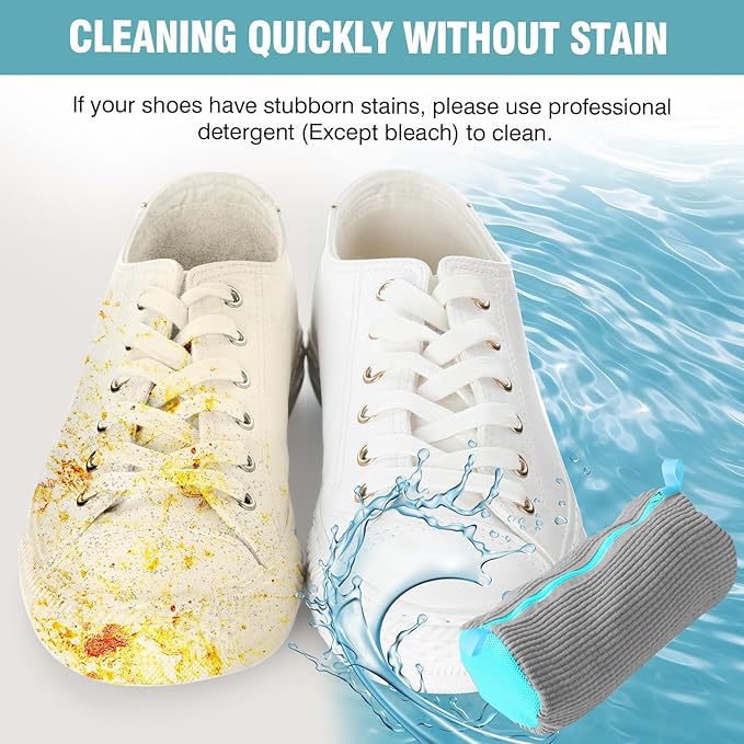 Shoe Washing Machine Bag, Shoe Laundry Bag for Washer and Dryer, Include Dry Net Bag, Reusable and Durable Zipper with Hook Design, Shoe Washing Bag for Sneaker (Gray, 1 Pack)