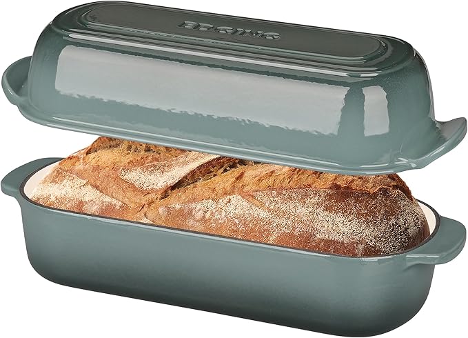 EDGING CASTING Enameled Cast Iron Loaf Pan with Lid, Bread pan, Dutch Oven Bread pan for Homemade Sourdough Bread Baking, 12.5x5.5 inch, 5qt, Red