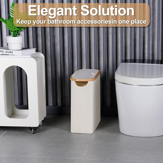 efluky Toilet Paper Basket 28L, Toilet Paper Holder with Lid for Bathroom, Free Standing Storage Organizer Holds Up to 9-12 Rolls (Beige, 1) (Pack of 2)