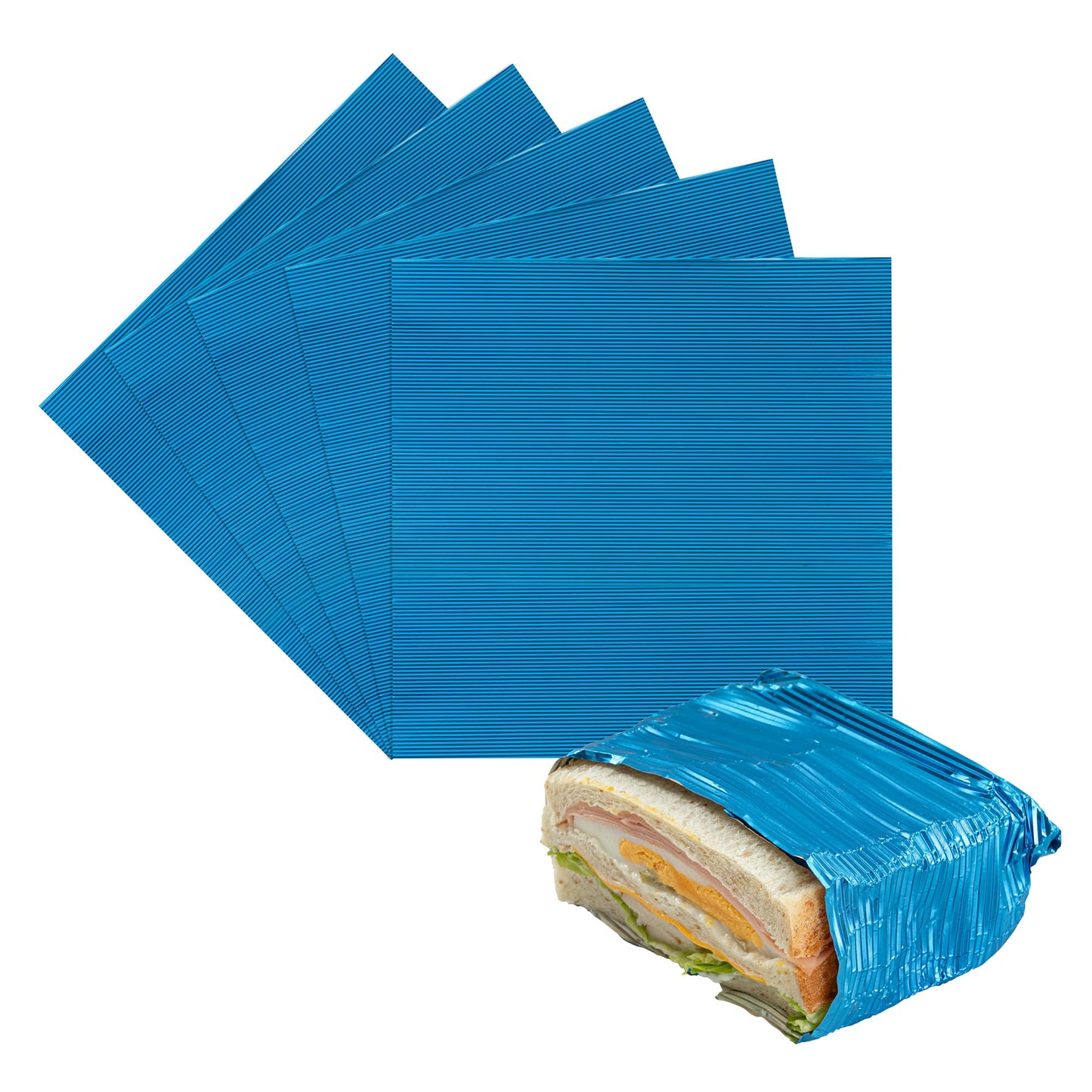 Restaurantware 12" x 12" Rippled Aluminum Foil Food Wrap and Fry Basket Liner: Perfect for Restaurant Take Out Bakeries and Food Trucks - Silver Foil Sandwich Wraps - 500-CT