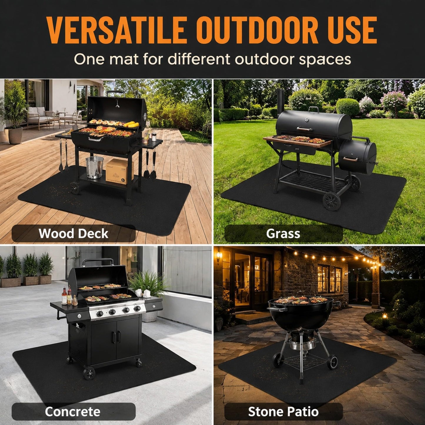 UBeesize 60x36 inch Under Grill Mat for Outdoor Grill Deck Protector