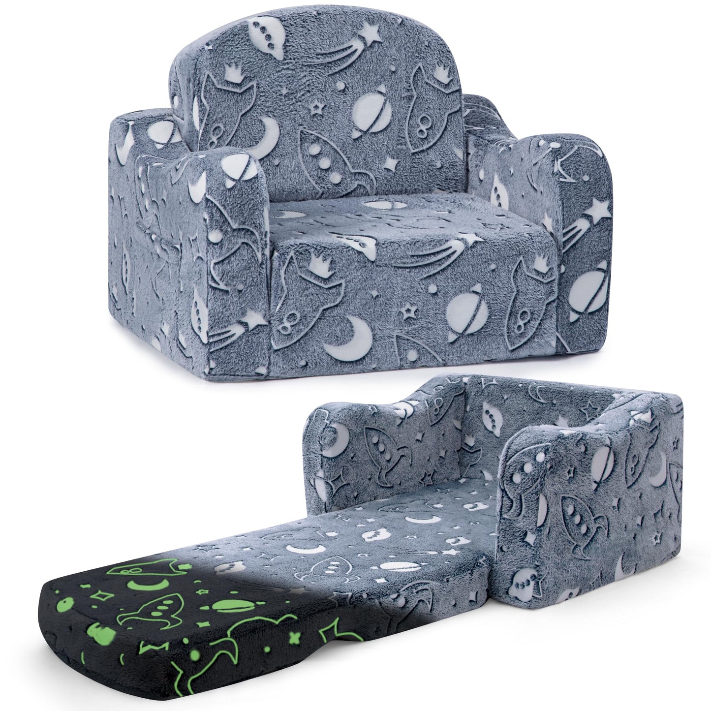 aodisman Thick Comfy Kids Chair and Couch,Foldable Plush Sofa with Pocket