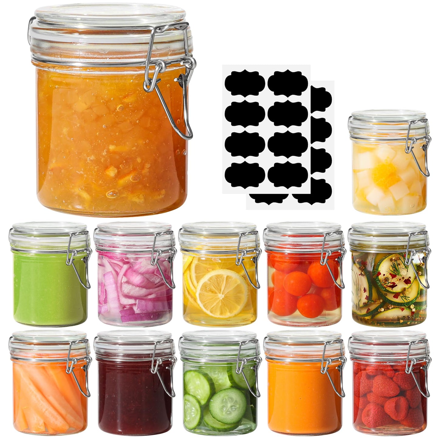 ComSaf Small Glass Spice Jars with Airtight Lids 4 oz 12 Pack Mason Pantry