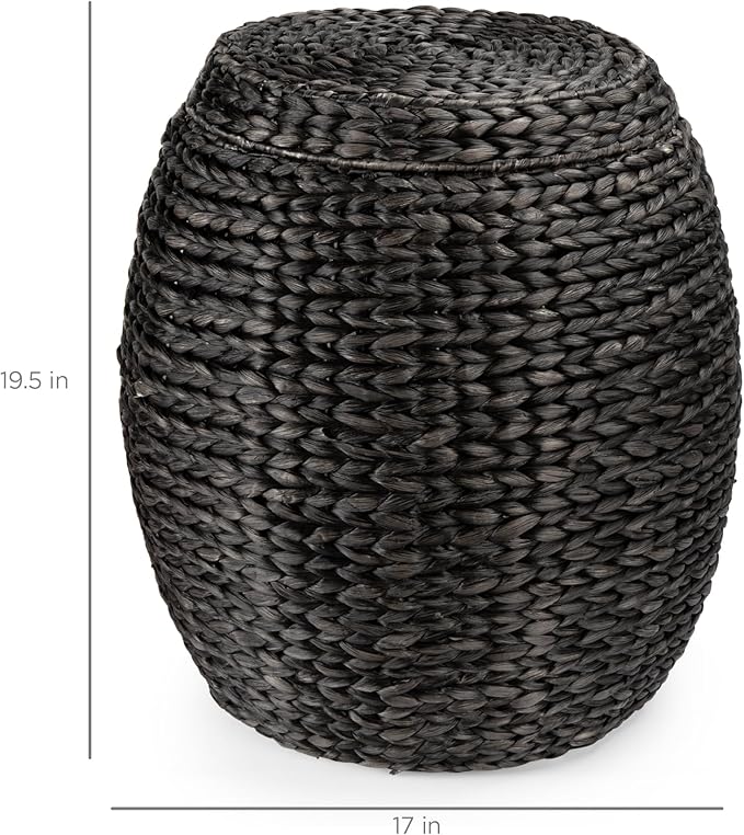 Best Choice Products Vintage Multipurpose Hyacinth Storage Basket, Plant Décor, Handwoven Organizer Tote for Bedroom, Living Room, Bathroom, w/Lid - Black