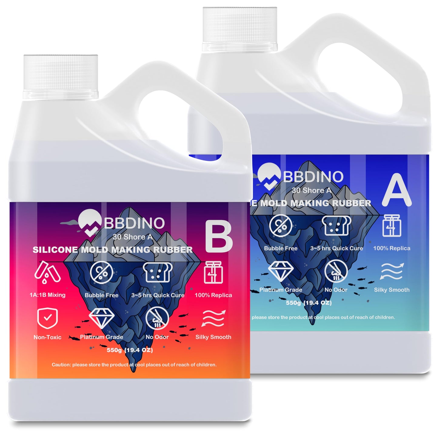 BBDINO Silicone Mold Making Kit Liquid Platinum 30A 2.42 Lbs Sapphire Blue