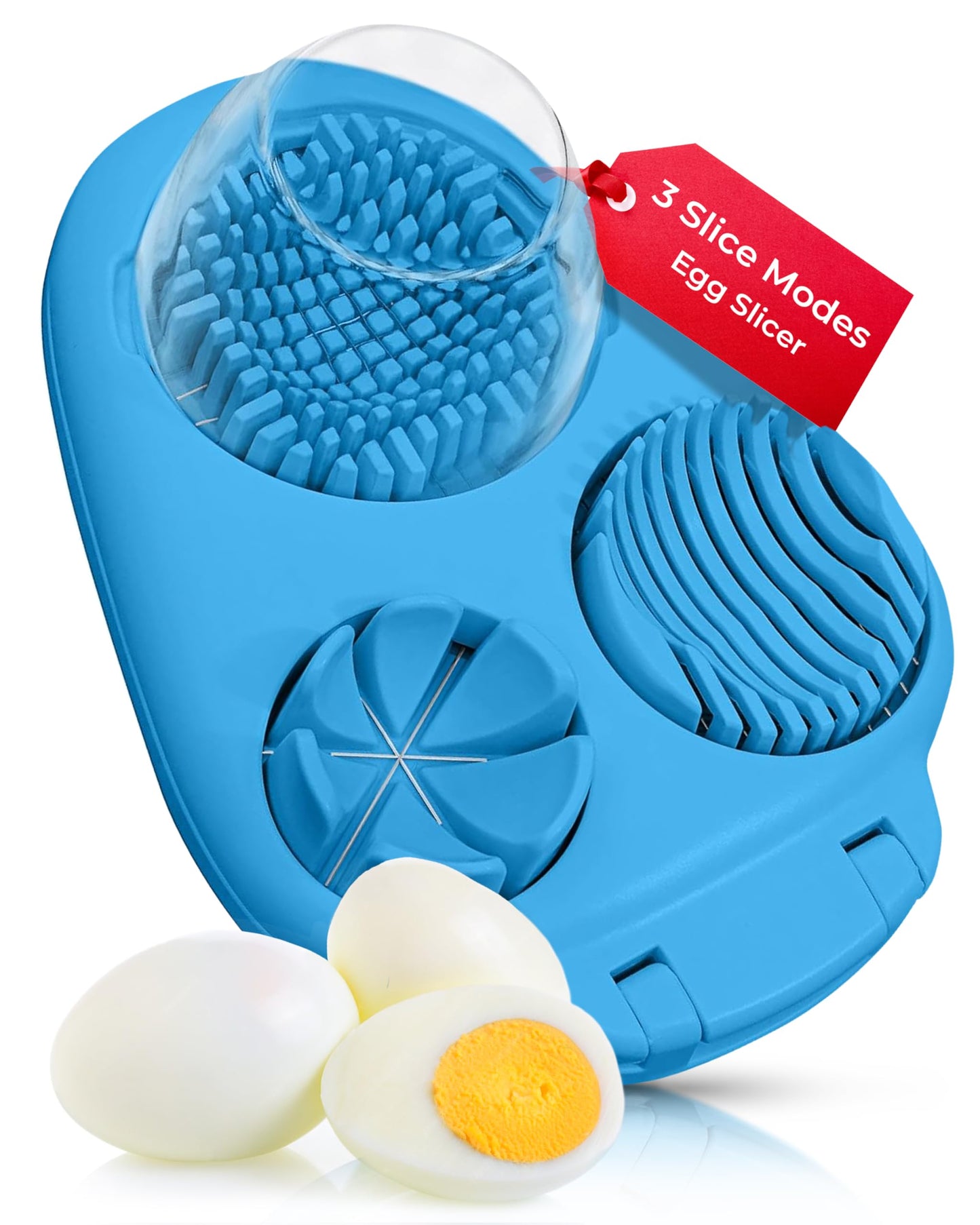 Egg Slicer for Hard Boiled Eggs - 3 Slice Modes Egg Cutter, Dicer, Chopper