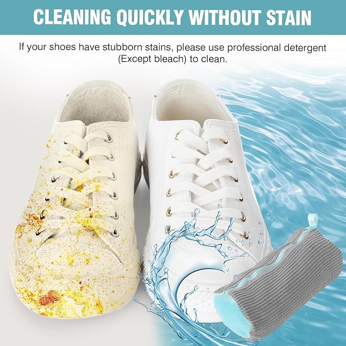 Shoe Washing Machine Bag, Shoe Laundry Bag for Washer and Dryer, Include Dry Net Bag, Reusable and Durable Zipper with Hook Design, Shoe Washing Bag for Sneaker (Gray, 2 Pack)