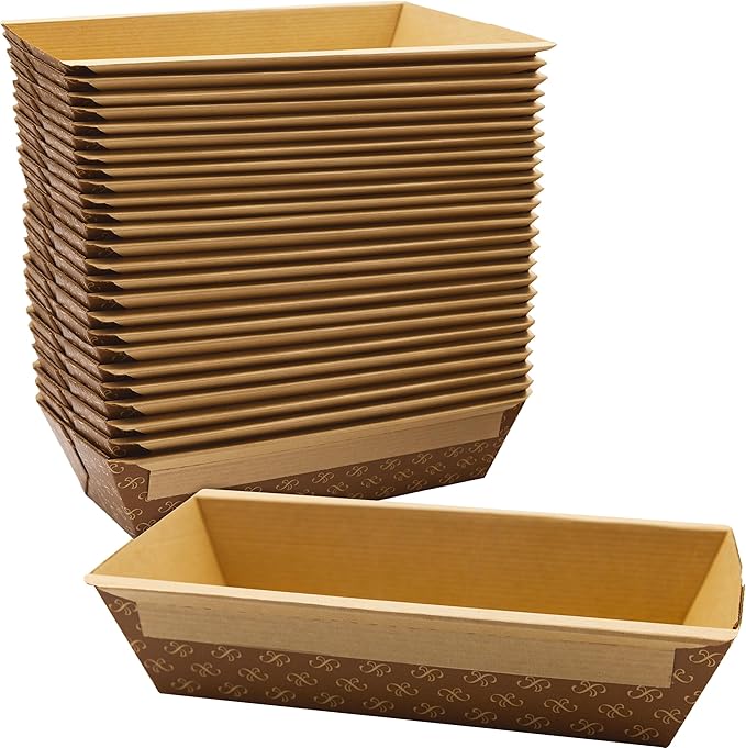 Chef-Grade Elegant 1Lb Paper Loaf Pans 10 Pk. Best Disposable Bakeable Kraft Pan Supply for Baking Bread, Small Meatloaf, Lemon Bundt Cake, Sweets for Holiday Gifts Bake Sales or Fundraiser.