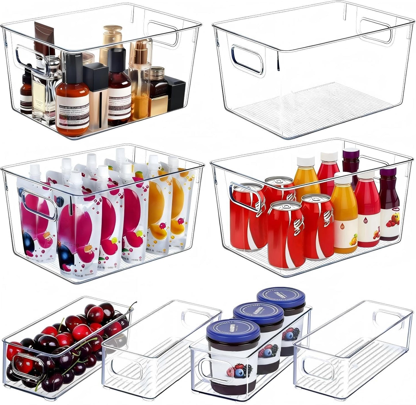 SKTEET Set of 8 Large Clear Plastic Storage Bins (8L), Storage Containers for Pantry Organization and Kitchen Storage Bins,Home Edit and Cabinet Organizers
