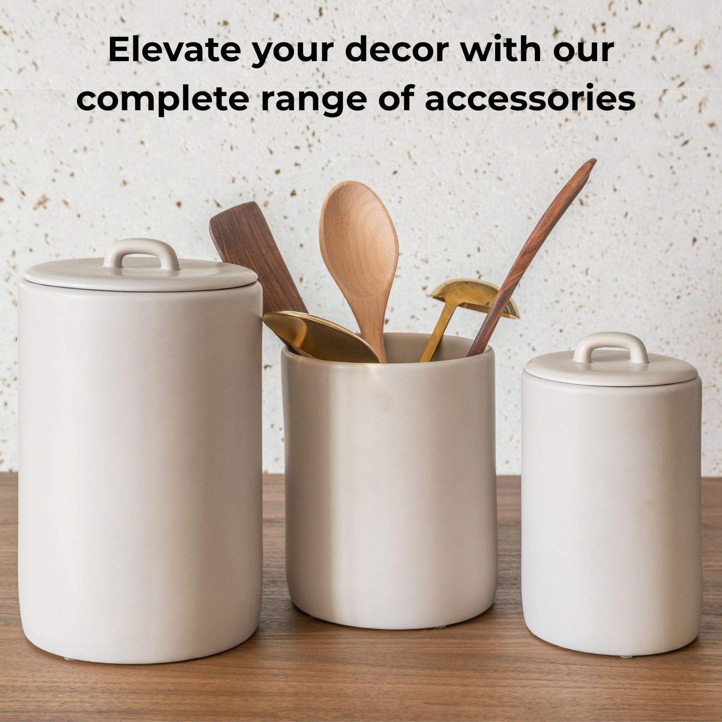 Maison May, Ceramic Food Storage Jars 108Oz, Snack Containers, Airtight Lid, Kitchen Countertop Canisters for Grounds Coffee, Pods, Tea, Flour, Sugar, Rice, Pantry Organization, Containers set