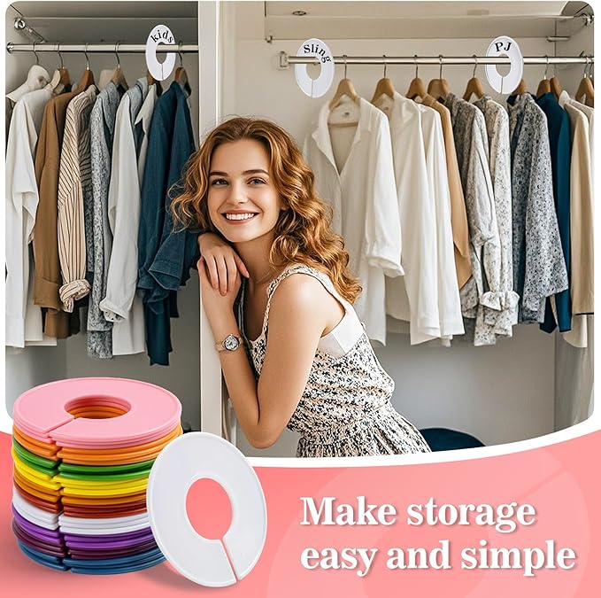 30PCS Closet Dividers Clothes Organizers - Sukh Closet Organizers Plastic Clothes Size Dividers Labels Separators for Garment Organizer Boutique Hanger Clothing Rack No Burrs 10 Assorted Colors