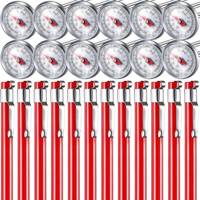 Xuhal 12 Pcs Stainless Steel Kitchen Dial Thermometer 5",Black