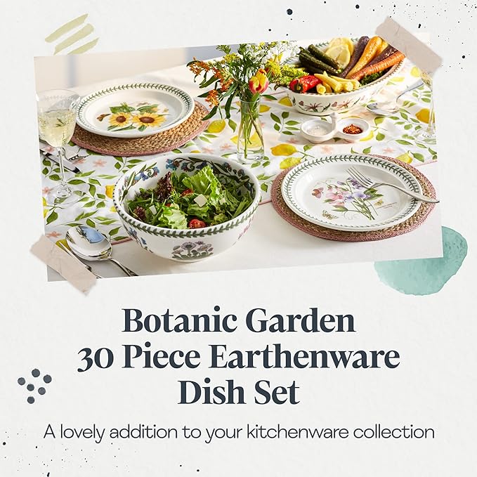 Portmeirion Botanic Garden Dinnerware - Set of 30, Floral Design