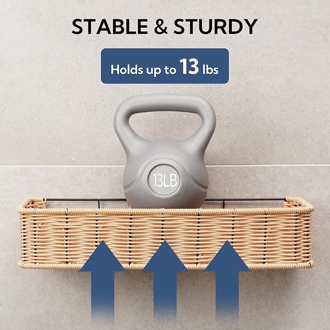 GRANNY SAYS Shower Caddy Hanging, 2 Pack Bathroom Shelves for Shower, Waterproof Shower Shelf for Inside Shower, Shower Shelves for Organization and Storage, Wicker Shower Rack for Home Decor, Natural