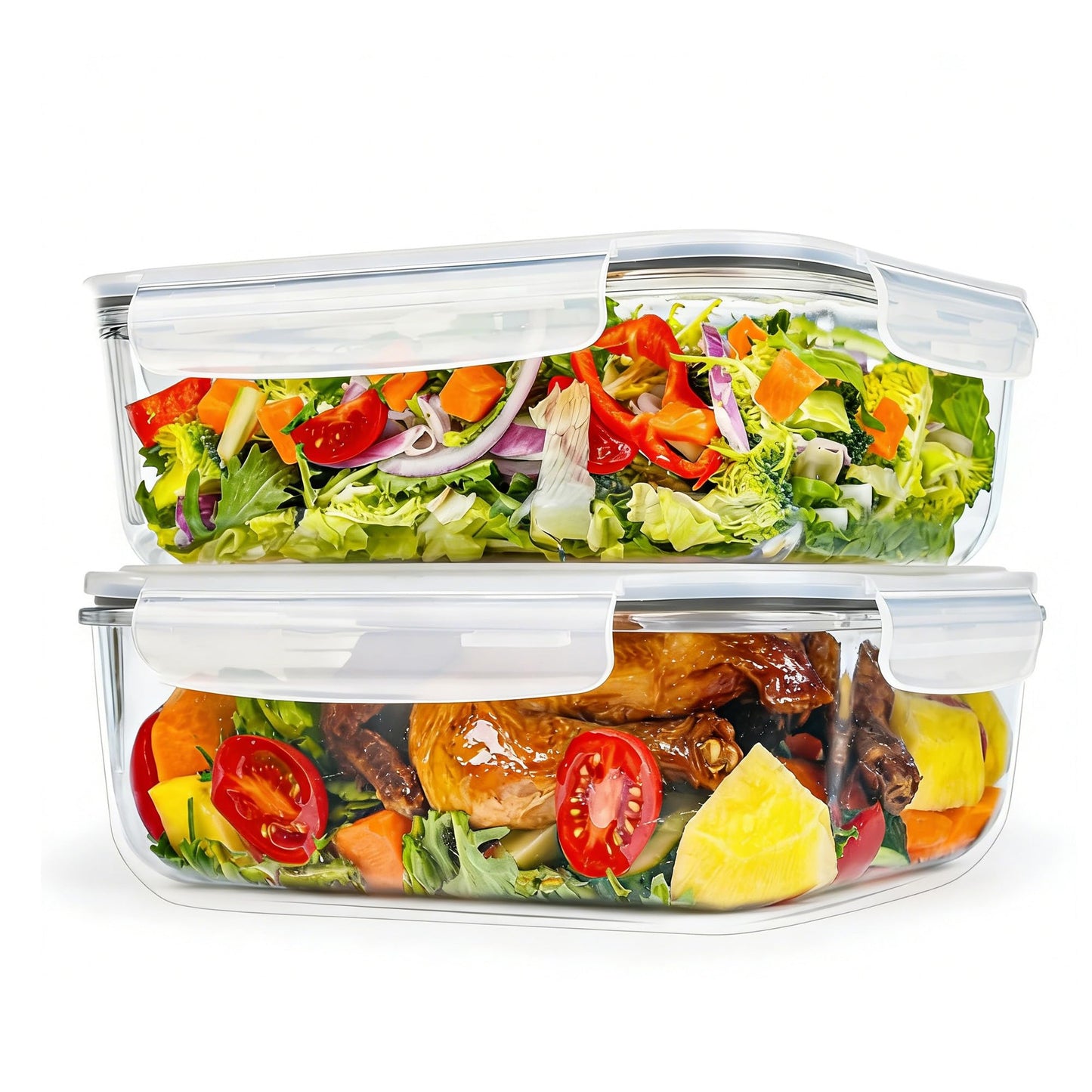 GEHE 9.8 Cup / 78 Oz Large Glass Food Storage Containers with Lids, 2 Pack Glass Meal Prep Containers Set with Airtight Locking Lids - Storing Food, Baking, Leakproof, Freezer, Microwave & Oven Safe