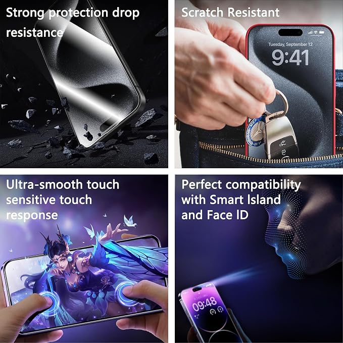 2 Pack Screen Protector for iPhone 16e/iPhone 14/iPhone 13 Pro/iPhone 13