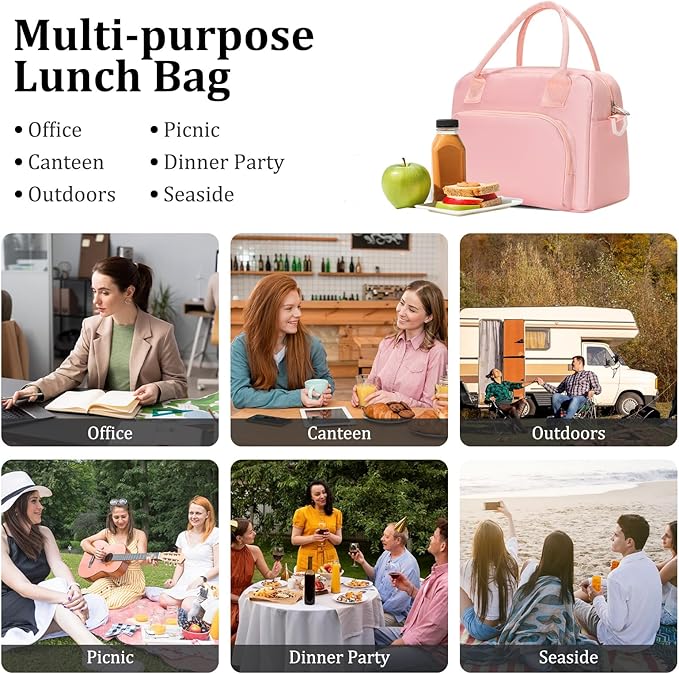 MEXS Insulated Lunch Bag for Women Men Large Reusable Lunch Box Adult Leakproof Portable Cooler Tote Bags for Work Picnic