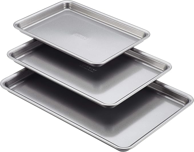 Anolon Gourmet Nonstick Bakeware Set with Nonstick Cookie Sheets / Baking Sheets - 3 Piece, Bronze Brown