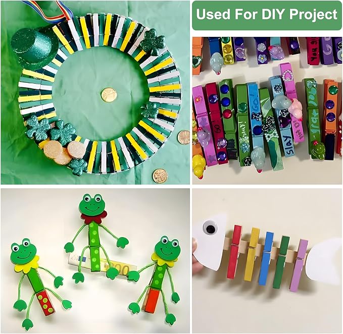 Colored Clothes pins 2.9inch 50PCS Green, Colorful ClothesPins Wooden Clips for Photos Pictures Decorative Crafts, Decoration clothespins Clothing Hanging clothespins 2.9inch 50PCS (Green)