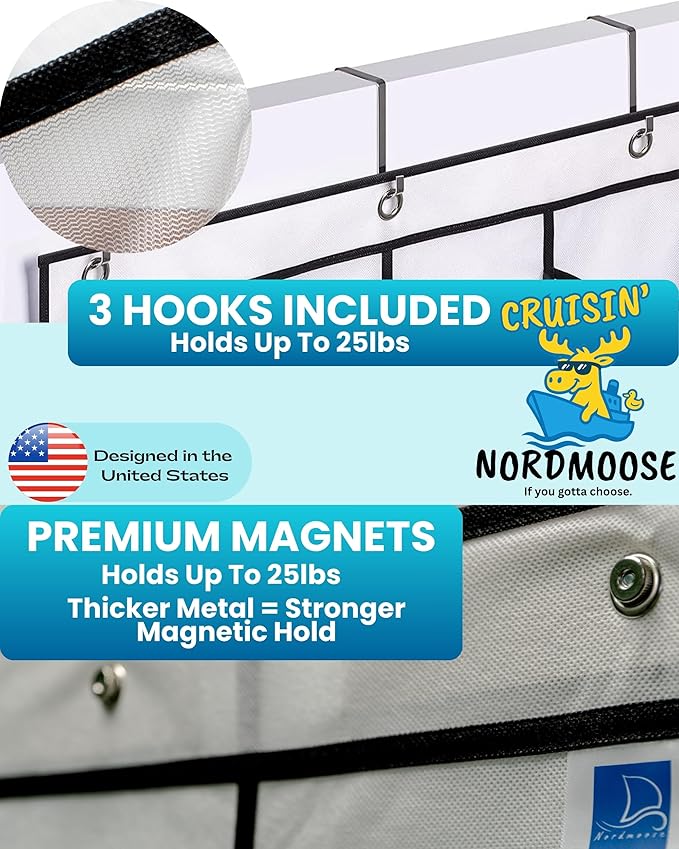 Cruise Ship Magnetic Door Organizer, Over The Door Organizer For Cruise Ships, Magnetic Shoe Rack - 3 Strong Anti-Scratch Magnets - Large Durable Pockets To Store Cruise Essentials 2025