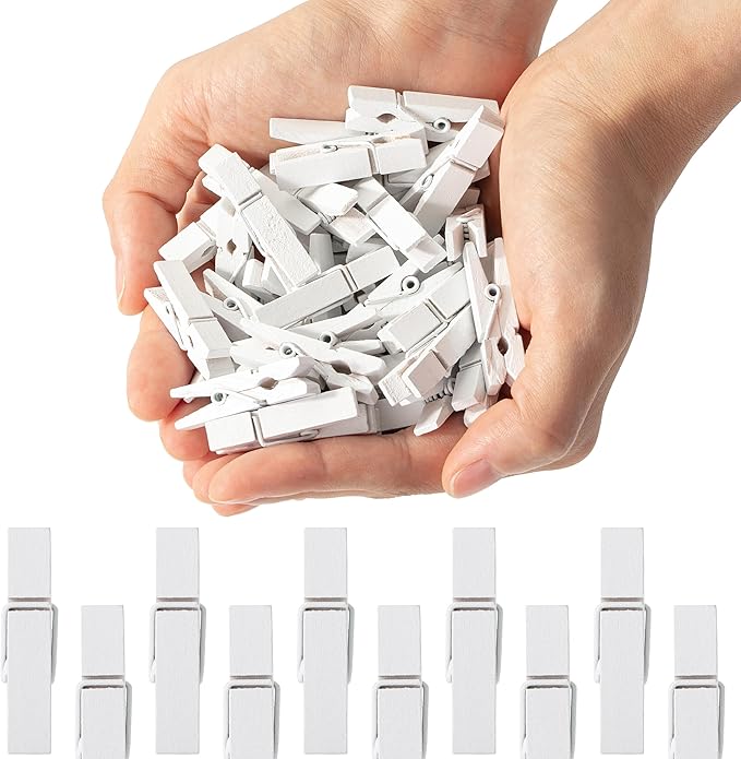 Mr. Pen- Wooden Clothes Pins, Natural Wood, 132 pcs, 1.4 Inch, White Mini Clothes Pins for Hanging Pictures, Small Clothes Pins Wood, Clothing Pins, Mini Clothespins for Photos, Small Clothes Pin