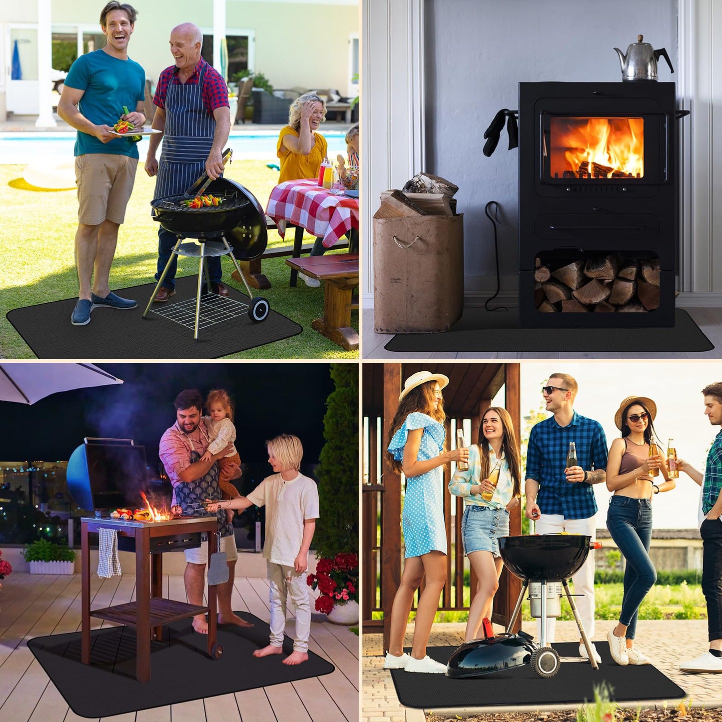 Himake 60×42 Inch Grill Mats for Outdoor Grill, Hearth Rugs for Fireplaces Fireproof, Gas and BBQ Grill Oil-Proof Water-Proof Protector for Decks, Patios,Grassand Indoor Grill
