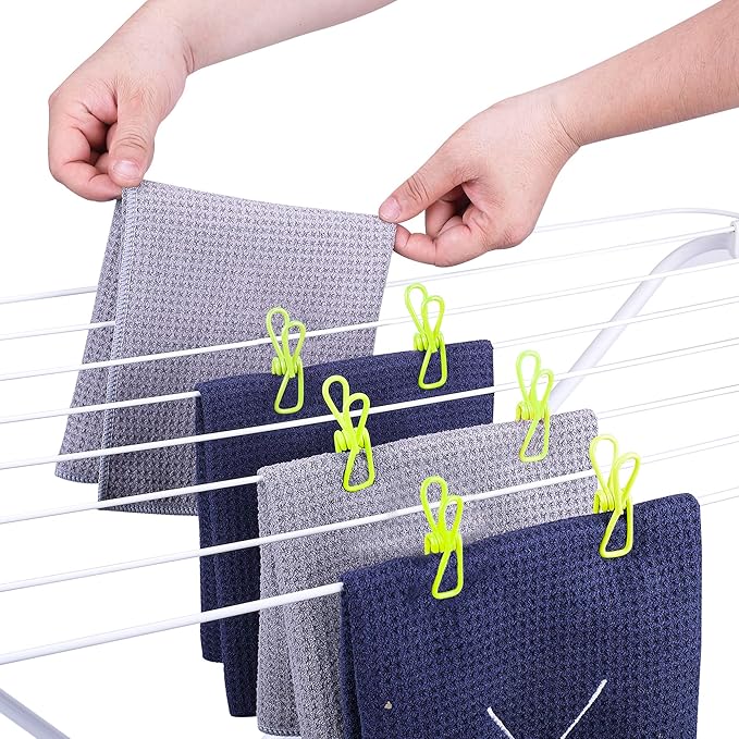 30 Pack Green Chip Bag Clips for Food - PVC 2 Inch Coated Sealer for Sealing Food - Paper Holder, Clothesline Clip for Laundry Hanging, Kitchen Bags, Multipurpose Clothes Pins