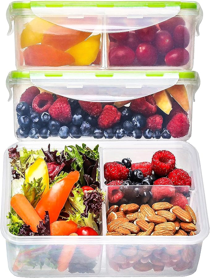 Bento Box for Kids & Adults Reusable Lunch Containers, Clear, 39 oz, 4 Pack