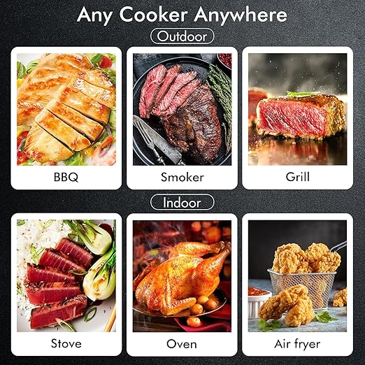 CaloriMastery Wireless Smart Bluetooth Meat Thermometer Digital for BBQ, Grill, Oven, Smoker, 500ft Range Cooking Thermometer with Ultra-Thin Wireless Meat Probe, Perfect for Steak, Chicken, Turkey