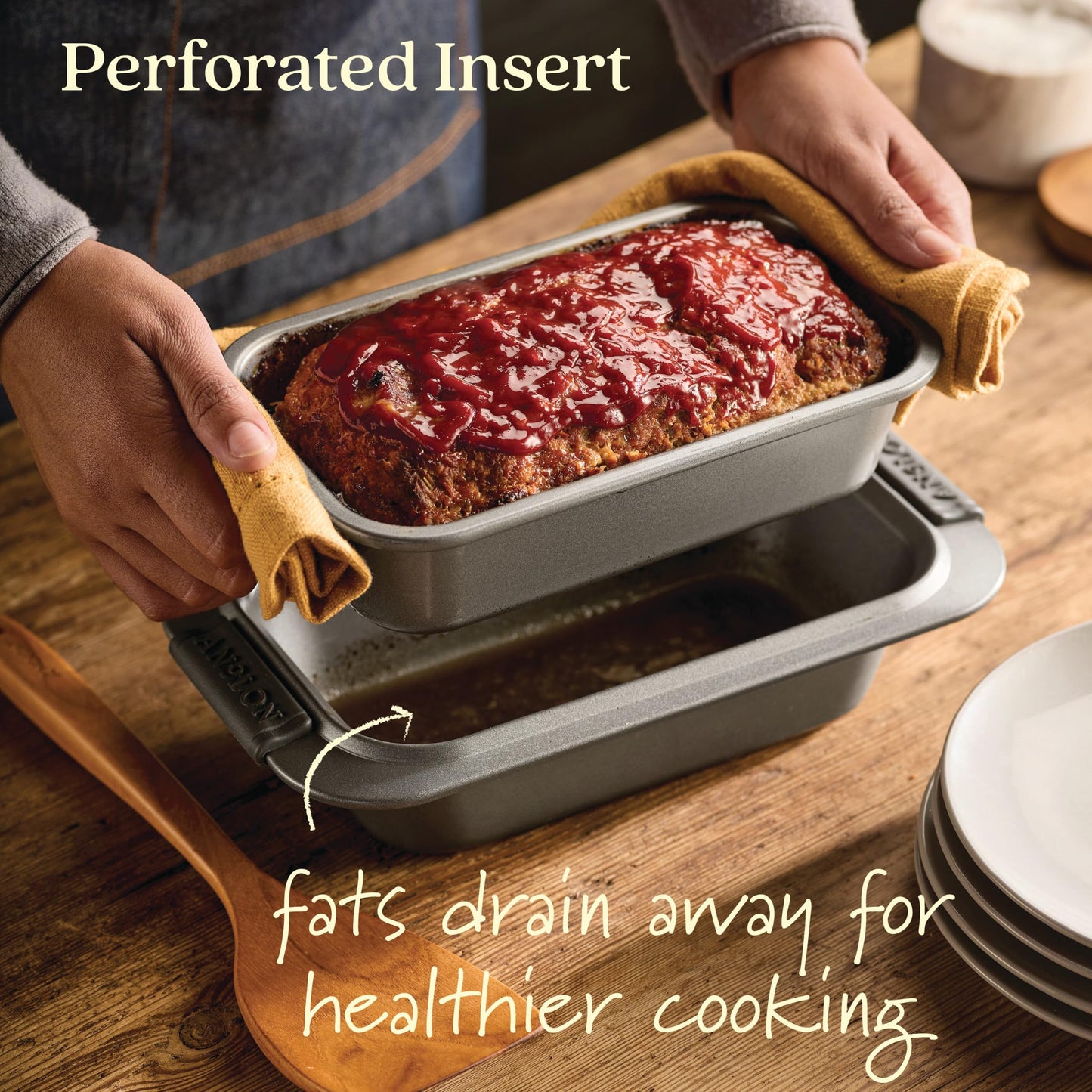 Anolon Advanced Bakeware Nonstick Bread Loaf Pan Set, 2-Piece, Gray