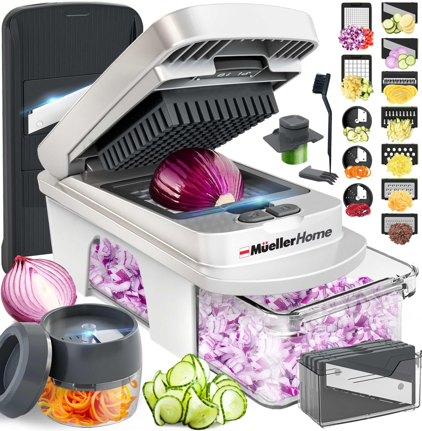 Mueller The Real Original Pro Vegetable Chopper & Mandoline Slicer, 10-in-1