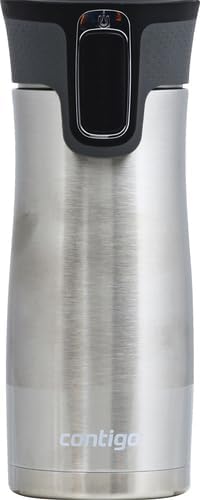 Contigo West Loop Stainless Steel Travel Mug with AUTOSEAL Lid,16oz.,Stainless Steel/Black,(Pack of 4)