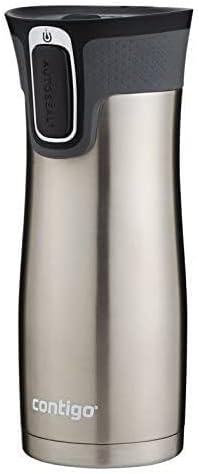 Contigo West Loop Stainless Steel Travel Mug with AUTOSEAL Lid,16oz.,Stainless Steel/Black,(Pack of 4)