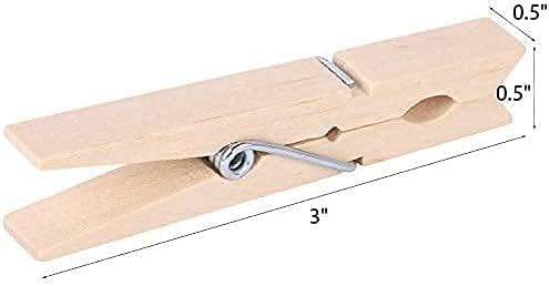 200pcs 3inch Clothes Pins Wooden Clothespins Heavy Duty Spring Wood Clips for Laundry Hanging Clothes Pictures Crafts