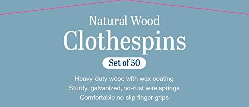 Whitmor Set of 50 Wooden Clothespins, S/50