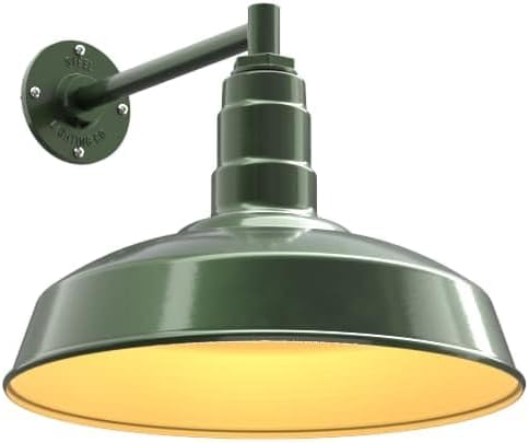 11" Straight Arm Barn Light Outdoor | Farmhouse | Modern Gray/Brass