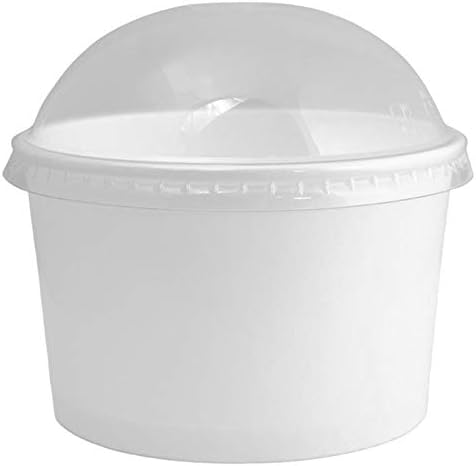 UNIQ 100 Count Dome Ice Cream Cup Lids - 4 oz Clear Disposable Lids - Fit Our 4 oz Cups Perfectly - *Cups Sold Separately* Frozen Dessert Supplies