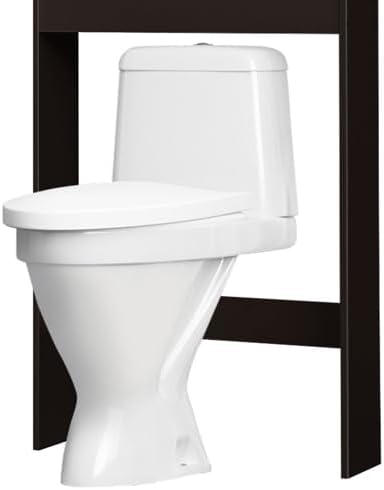 VINGLI Over The Toilet Storage Cabinet White Bathroom Storage Organizer Above The Toilet Shelf with Acrylic Glass Double Doors Wood Muebles para BañO Rack with Adjustable Shelf Espresso