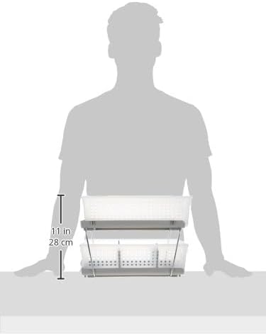 madesmart 2 Tier Bath Organizer,Undersink Storage with Sliding Drawers,for Cleaning Supplies,Pantry,Sponges,Bottles&Kitchen Essentials,Adjustable Dividers&Pull Out Sliding Baskets,Frost,(Pack of 2)