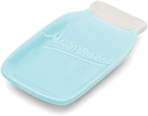 Fox Run Ceramic Mason Jar Holder with Sponge, 3.5 x 3.5 x 5 inches, Blue
