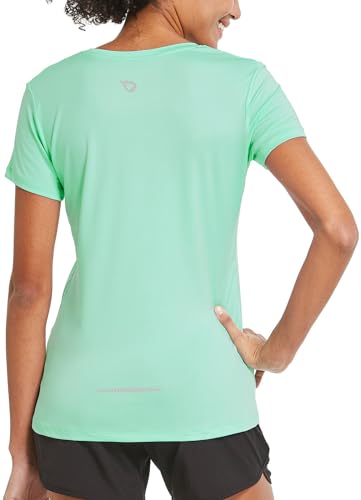 baleaf Women's Short Sleeve Running Workout Shirts Athletic Tops Lightweight Quick Dry Training Yoga Crewneck Aqua S