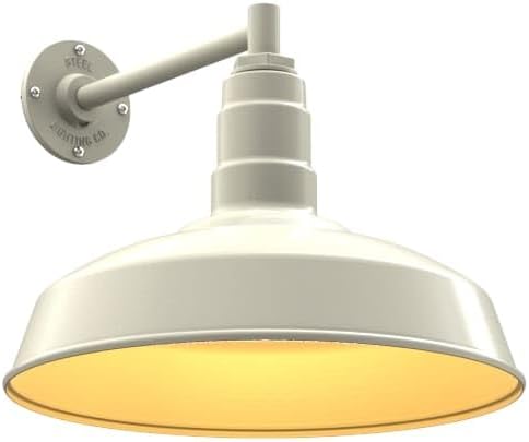 11" Straight Arm Barn Light Outdoor | Farmhouse | Modern Gray/Brass