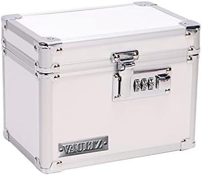 Medicine Lock Box w/Combination Lock - 5 x 7 x 5" Cabinet Safe, White