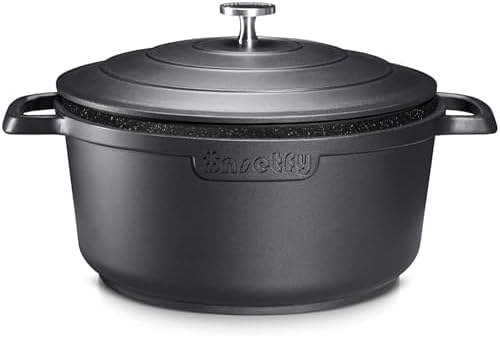 INSETFY Large Dutch Oven Pot with Lid-7.5QT Cast Aluminum Oven Pot with Two Handles Lightweight for Bread Baking Braising and Roasting(Blue)