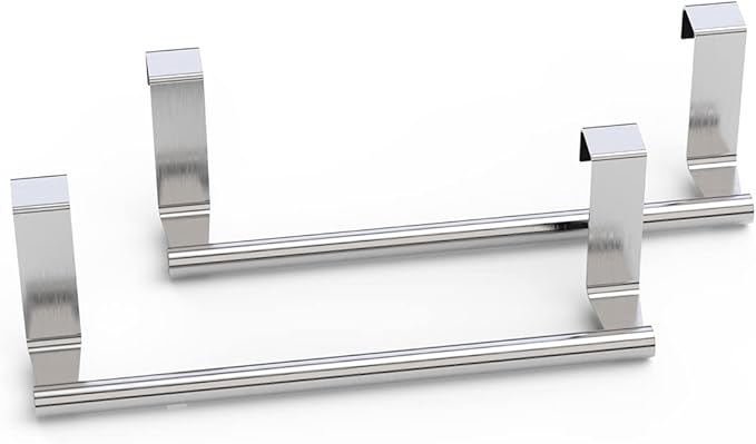 Towel Rack for Cabinet, Strong Steel Kitchen Over Cabinet Towel Bar Holder, 9" Wide - 2 Pack