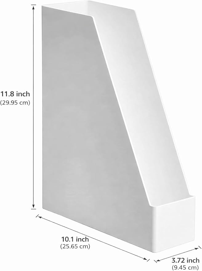 Amazon Basics Rectangular Plastic Desk Organizer, Magazine Rack, White, 2-Pack